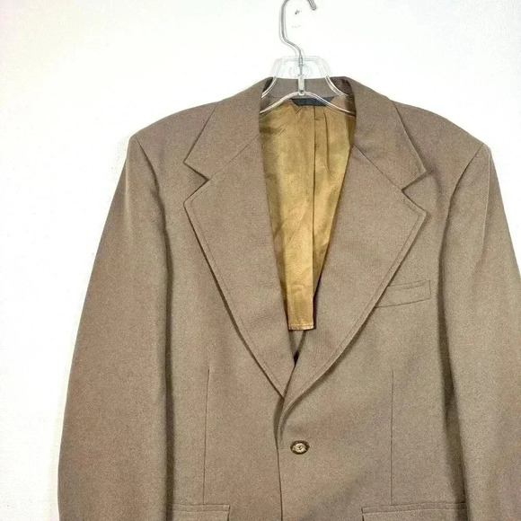 Vintage Hughes and Hatcher Sport Coat Suit Tan 1949 Usa Union Tag 40 42 Mens - Picture 2 of 13
